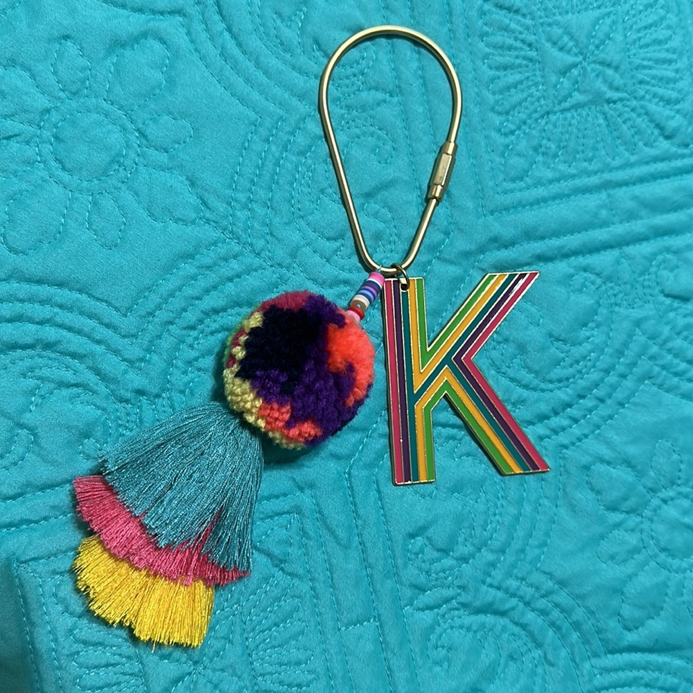 K Initial Keychain on Gold Carabiner
